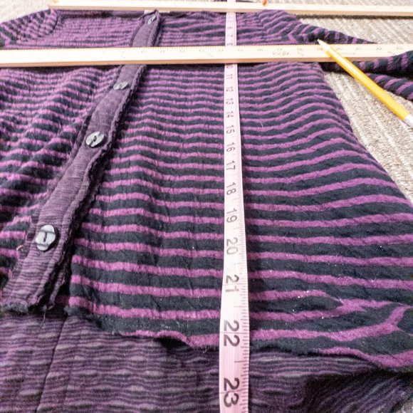 Habitat Womens Size Small Cardigan Blue Purple Stripe Round Neck Long Sleeve Top - Picture 10 of 10